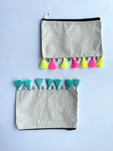 Load image into Gallery viewer, bling, neon, tassles, paint your pouch, canvas pouch